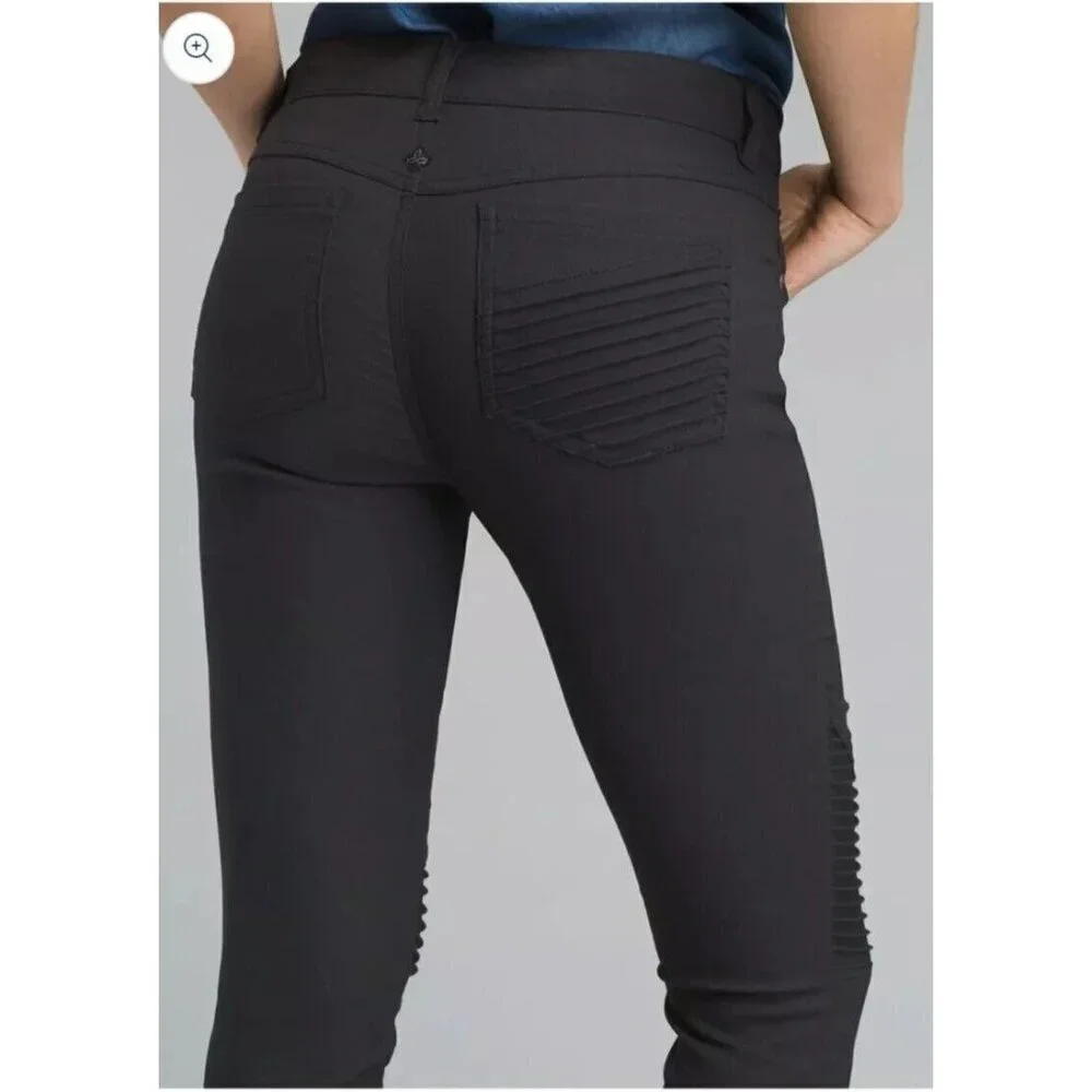 prAna Brenna Gray Moto Skinny Jeans Pants Trousers Low Rise Stretch EUC Womens 0 - Picture 3 of 14